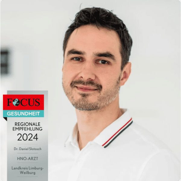 Dr. med. Daniel Slotosch Foto von Dr. med. Daniel Slotosch, Inhaber der Schwindelambulanz Hadamar und als HNO-Arzt Anlaufstelle für Patienten mit Schwindelbeschwerden