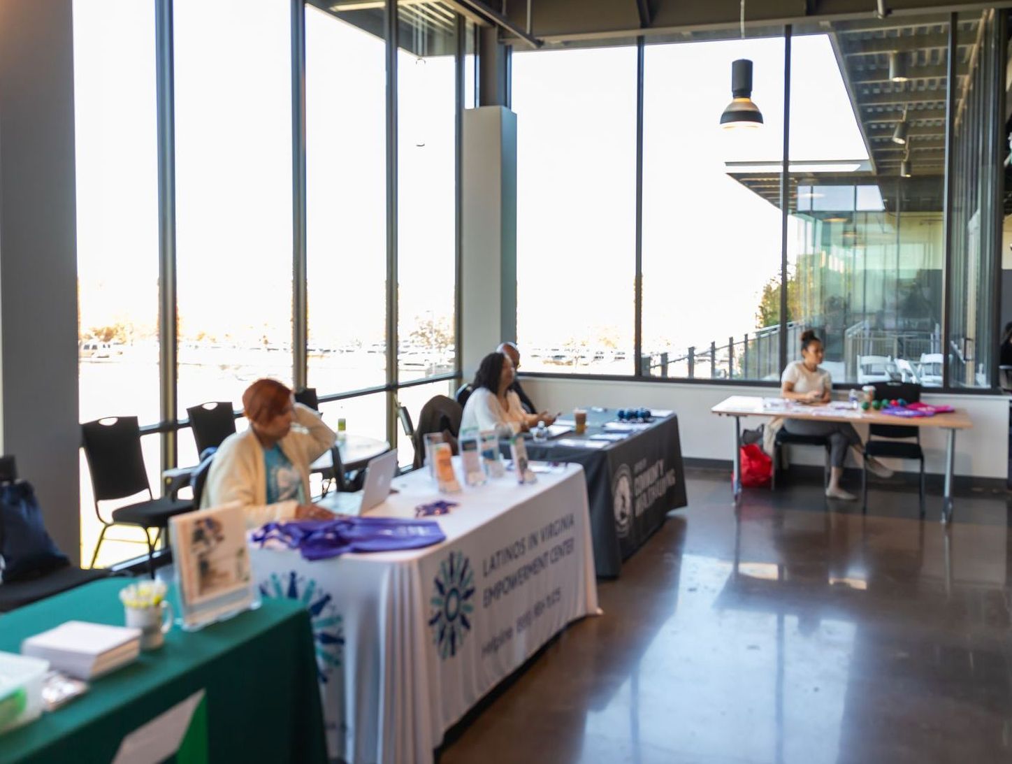 Display tables lines up at a fundraising event.