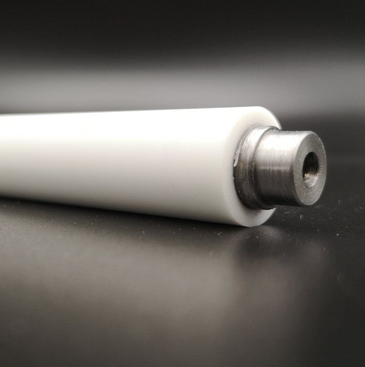 Förderrolle mit PU Beschichtung, weiß, Rollenförderer Profilextrusion