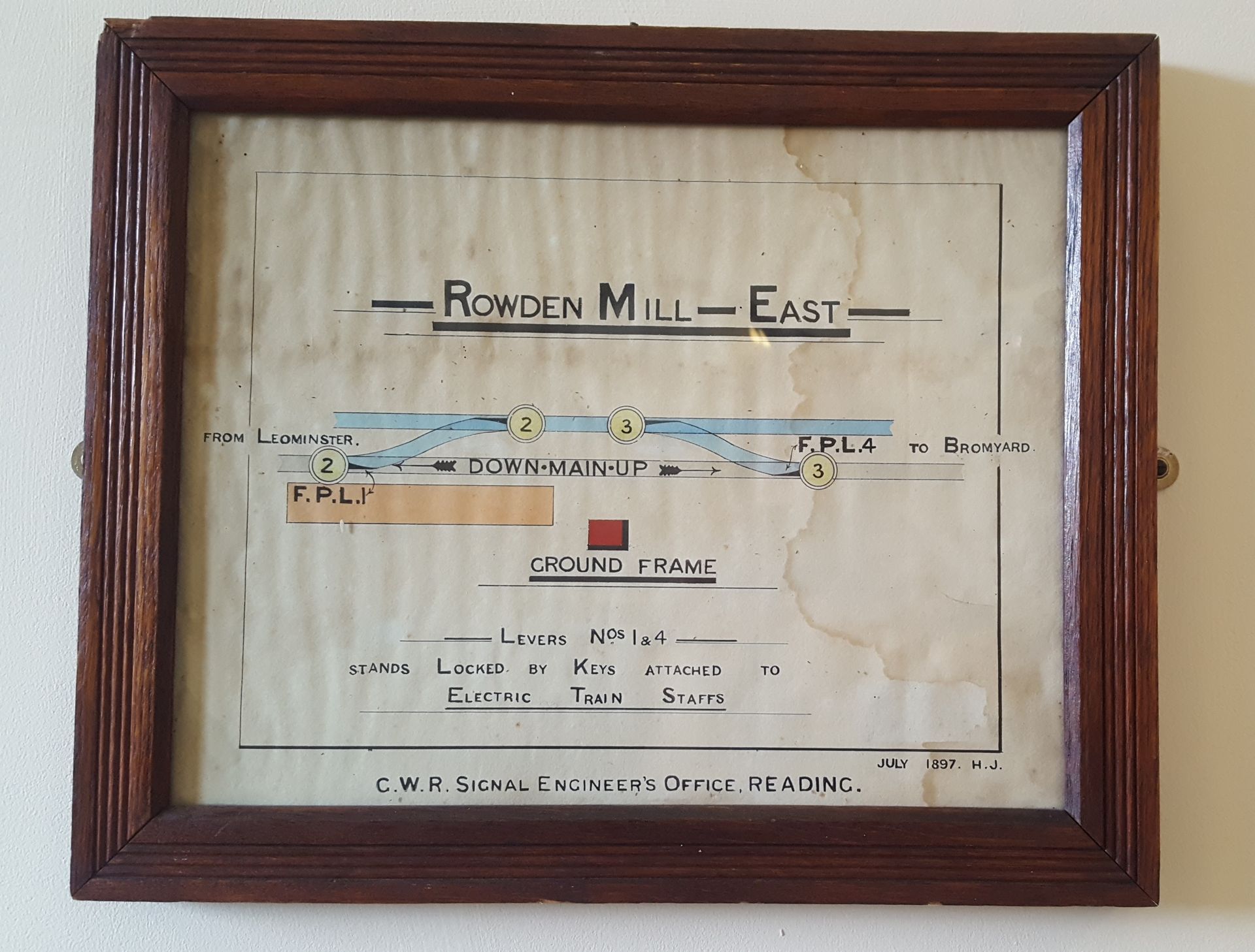 The original Ground Frame and Signalling Diagram from July 1897.
GWR Signal Engineer's Office, Reading