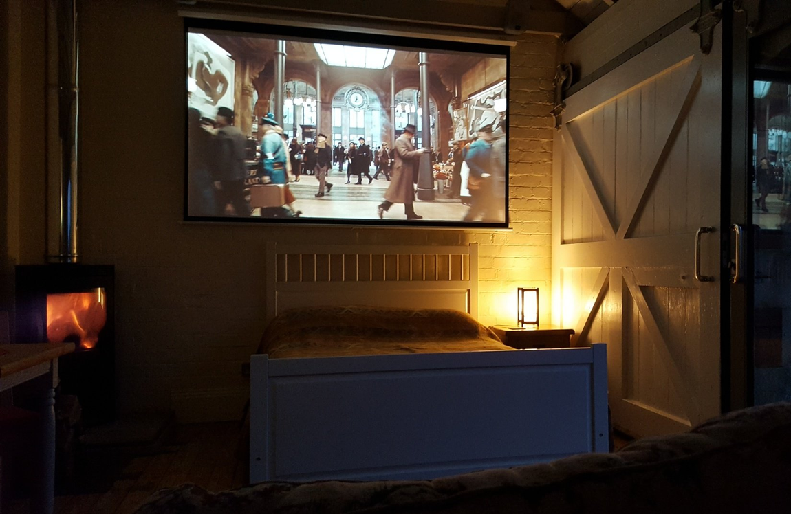 Rowden Mill Station - the fabulous home-cinema inside the Parcel Office: our getaway place for two