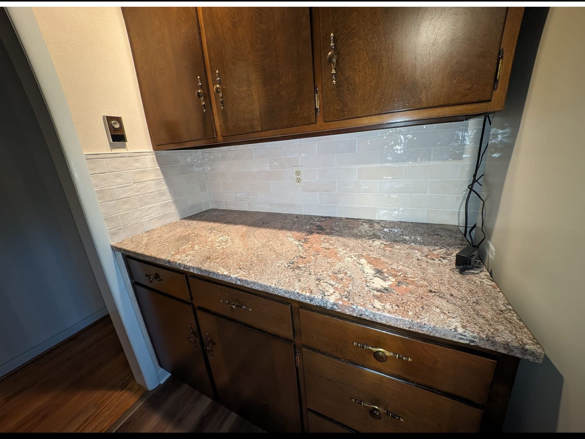 Upgraded small kitchen island with granite countertop