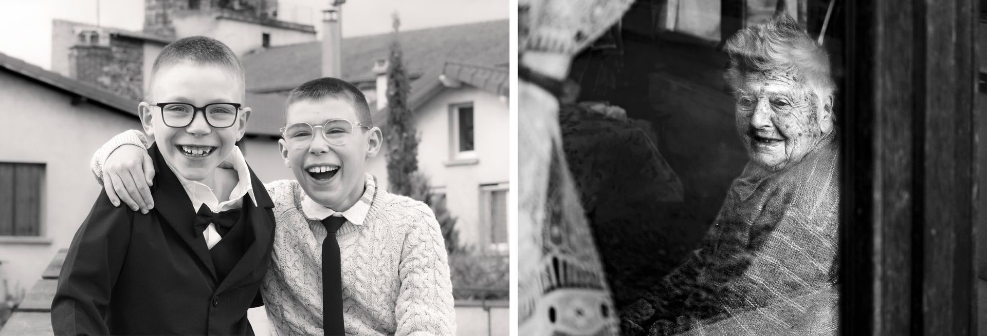 Deux enfants heureux lors d'un mariage à Coubon en Haute-Loire. Photographe de mariage