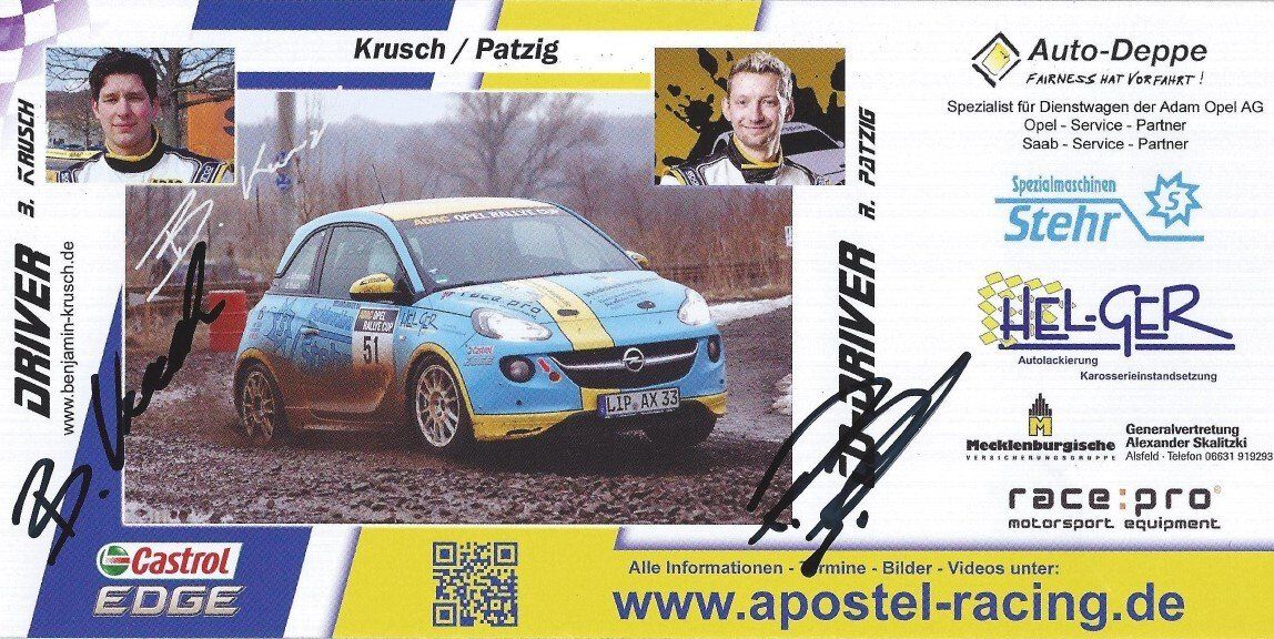Autogramm Benjamin Krusch und Robert Patzig Opel