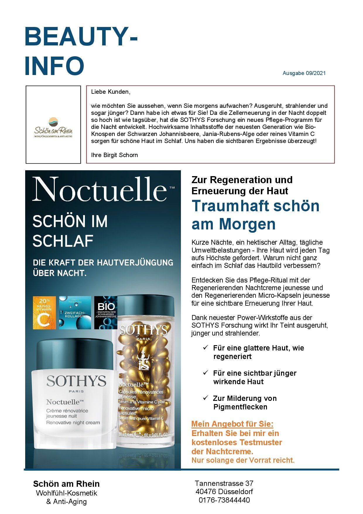 Schön am Rhein Kosmetik Düsseldorf Sothys Noctuelle Nachtpflege Gesichtspflege