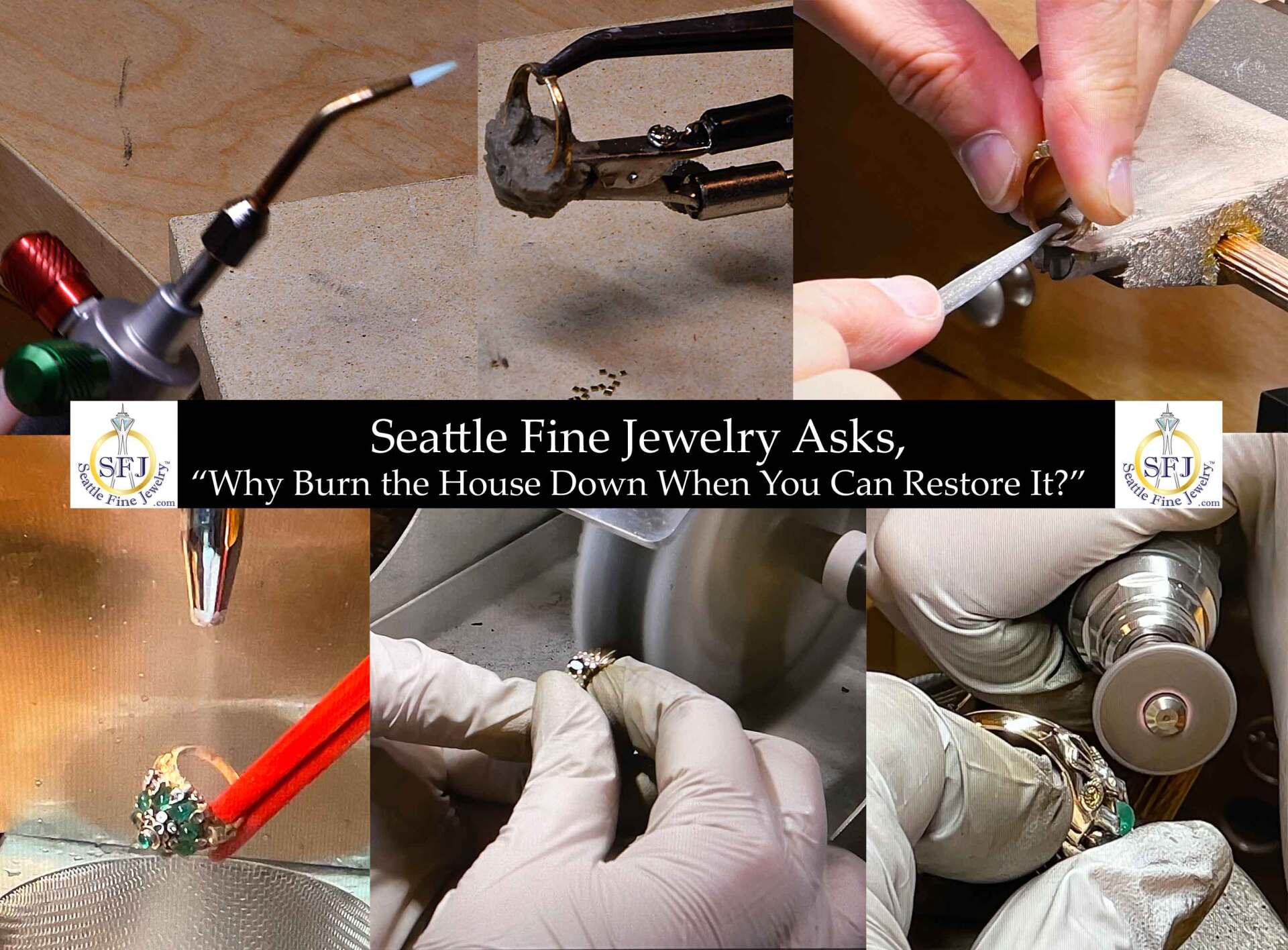 Seattle Fine Jewelry, Restored Jewelry, Ring Repair, Restore Vintage Ring, Jeweler's Torch, Ring Polish