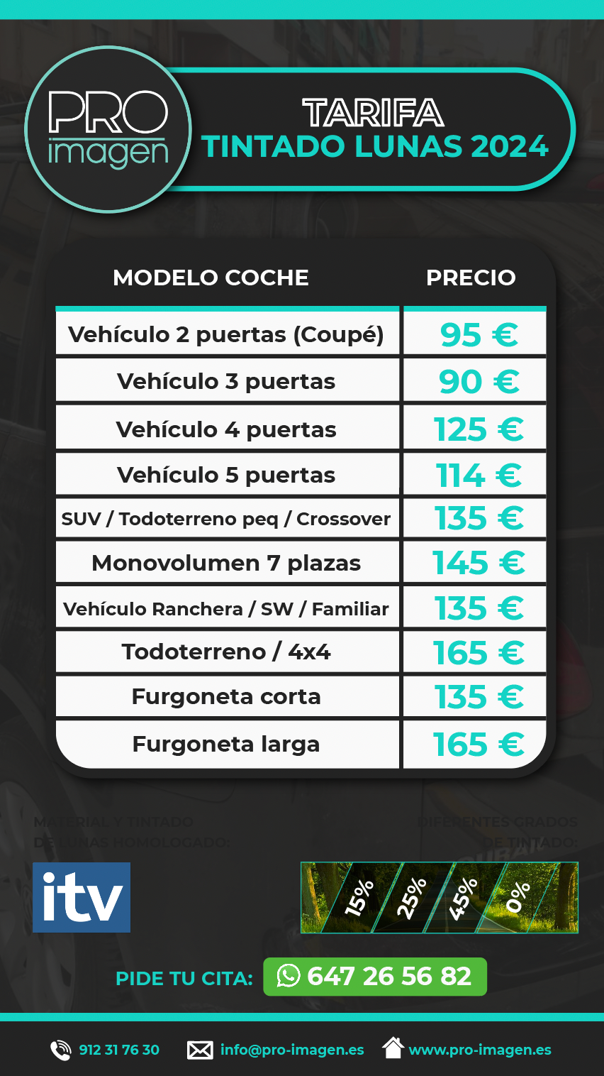 Precio tintado de lunas en Madrid Precio tintado de lunas en Madrid