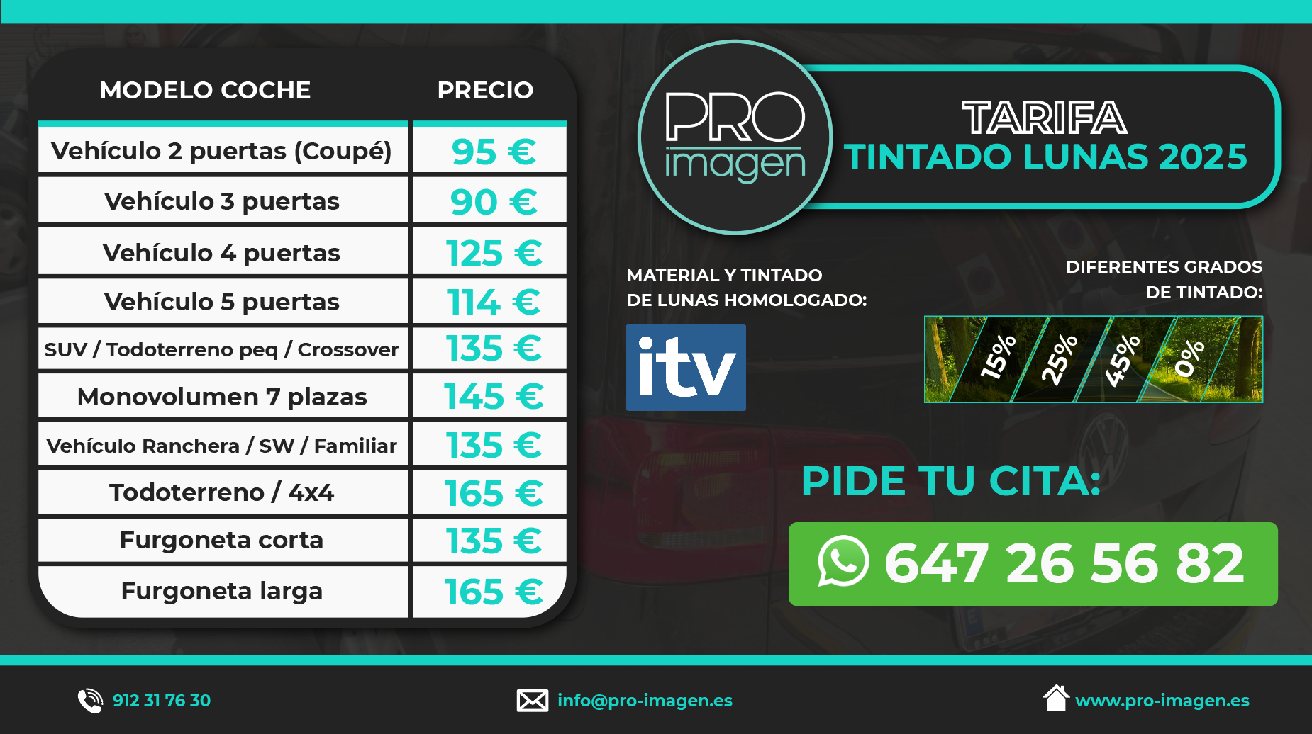 Precio Tintado Lunas 2025 Madrid Precio Tintado Lunas 2025 Madrid