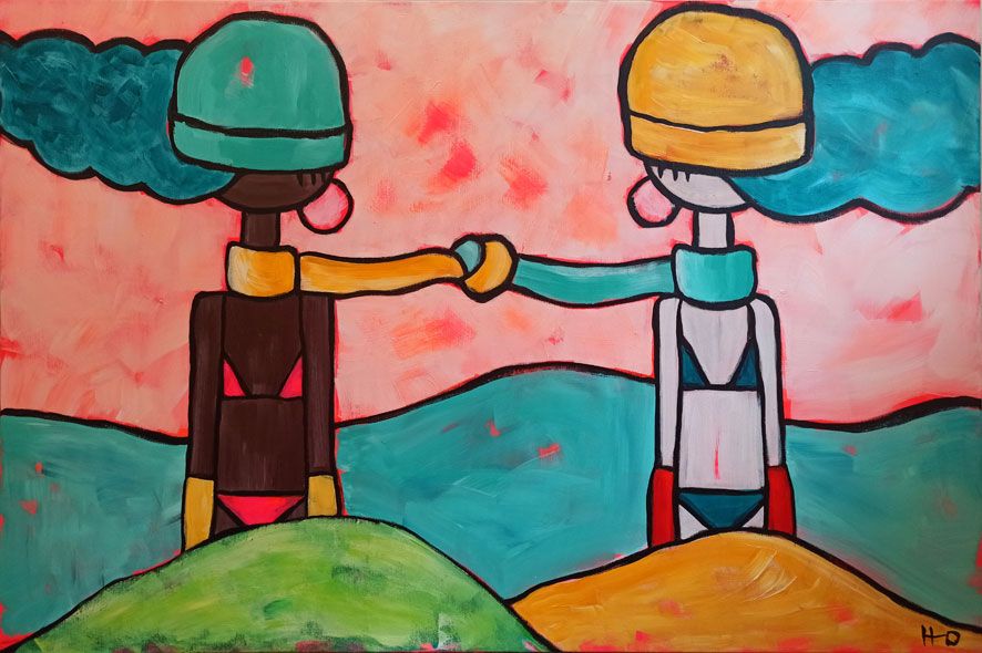 women, blackandwhite, peach, turquoise, orange, scarf, together, unidas,bikini, friendship,