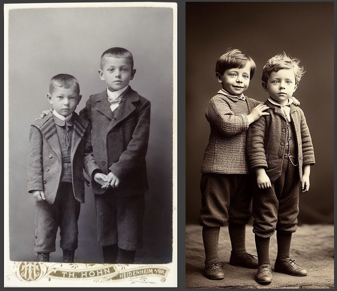 Das Motiv von Thomas Höhn im Originalfarbton, die KI generierte Motiv nun in angepasstem Farbton purpurviolett.