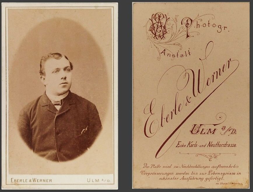 Portrait von Eberle & Werner, Ulm, Bildseite und Fotorevers Portrait von Eberle & Werner, Ulm, Bildseite und Fotorevers
