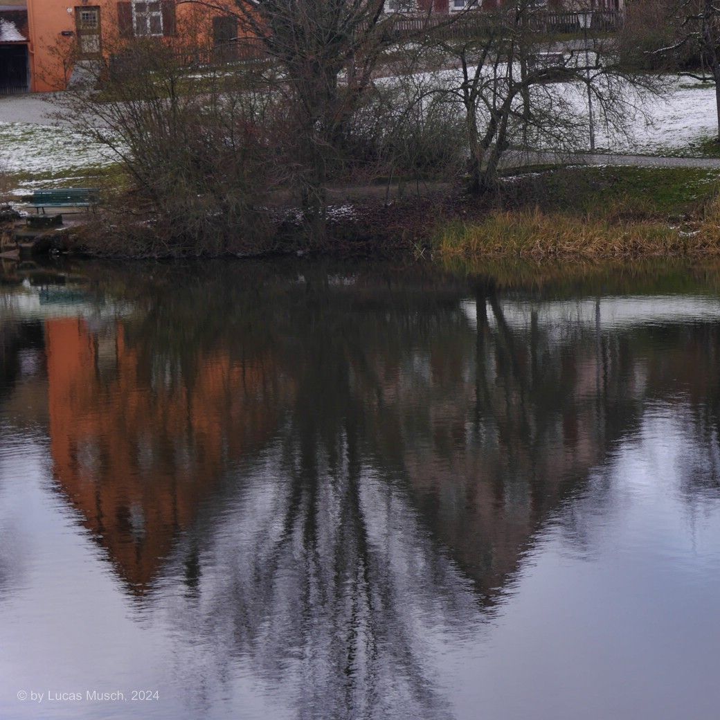 Spiegelung im Rothenburger Weiher, DKB, Dezember 2024