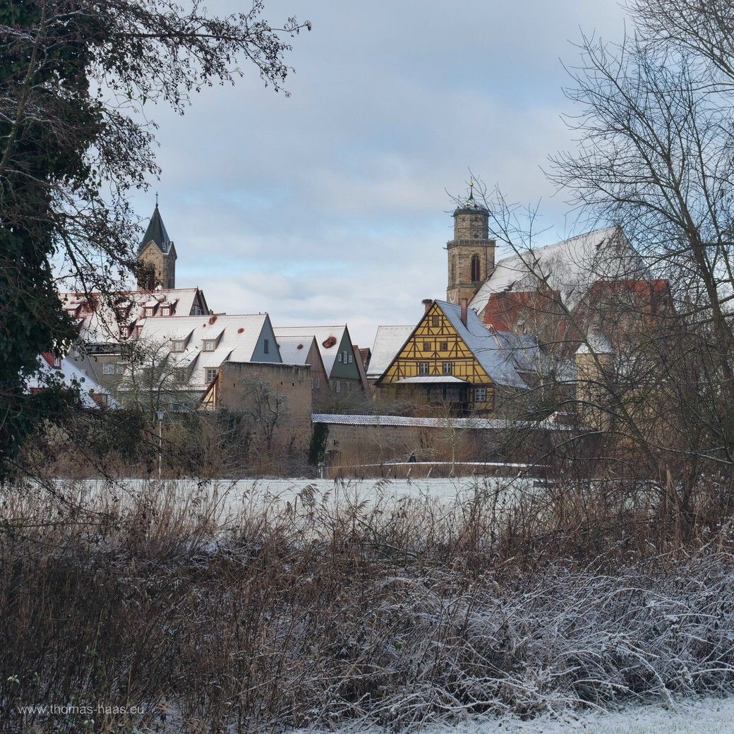 Dinkelsbühl, verschneite Altstadt, von der Schwedenwiese aus gesehen, Dezember 2024 Dinkelsbühl, verschneite Altstadt, von der Schwedenwiese aus gesehen, Dezember 2024