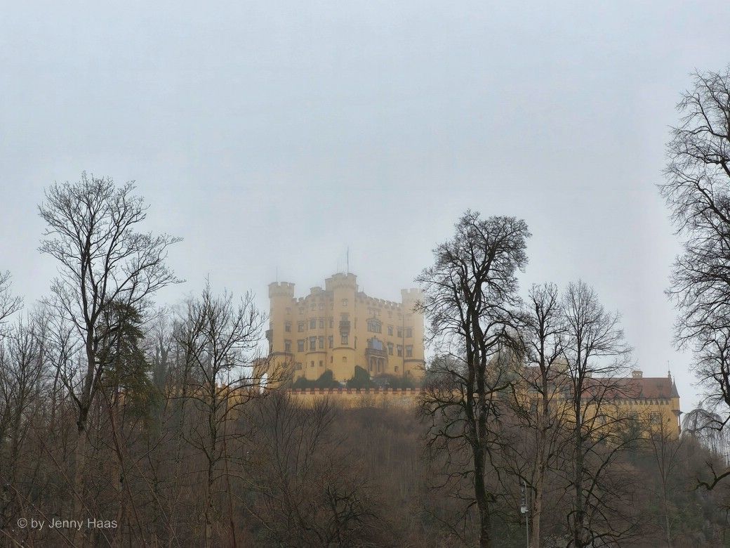 Vernebelter Blick auf dass Schloss Hohenschwangau, Februar 2025, © by Jenny Haas Vernebelter Blick auf dass Schloss Hohenschwangau, Februar 2025, © by Jenny Haas