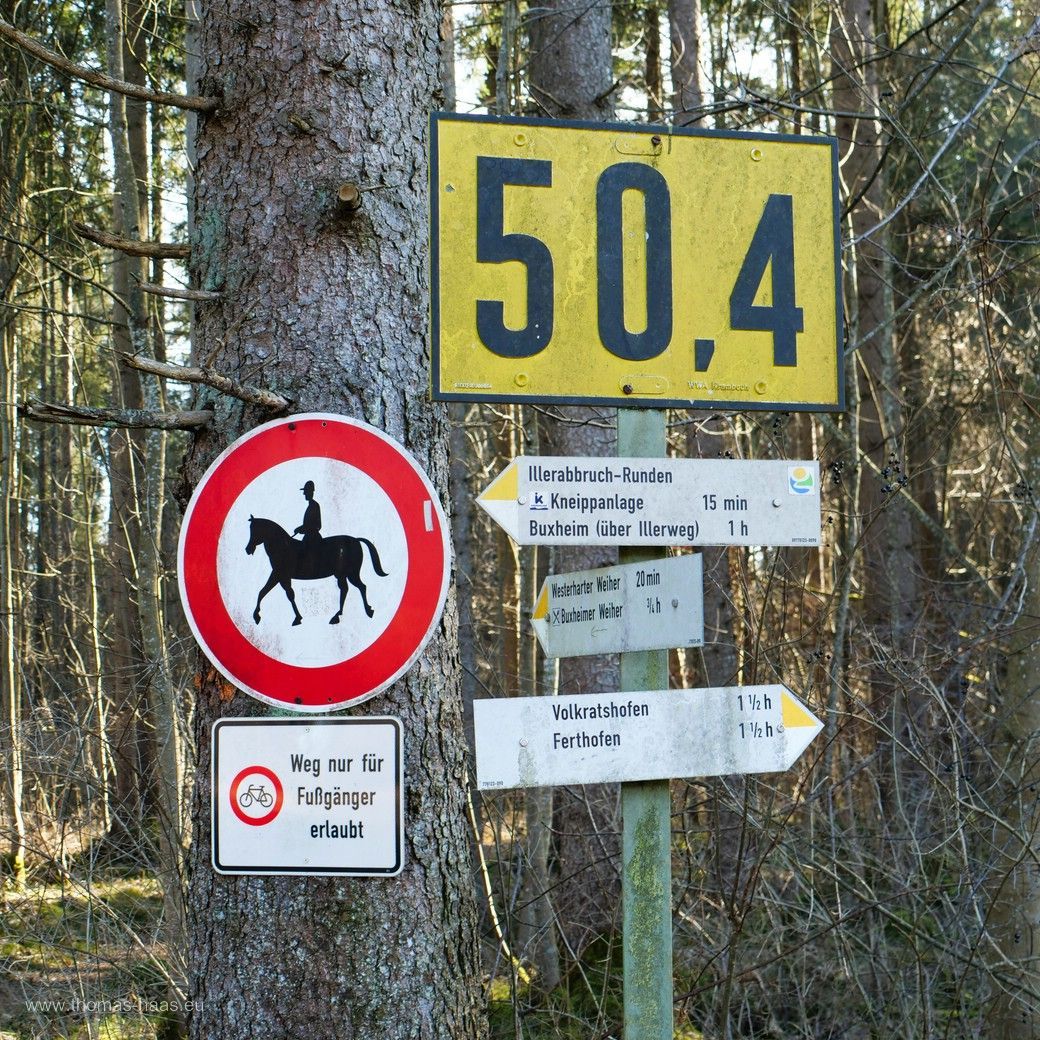 Beschilderung im Buxheimer Wald, Februar 2025 Im Buxheimer /Schilder-) Wald
