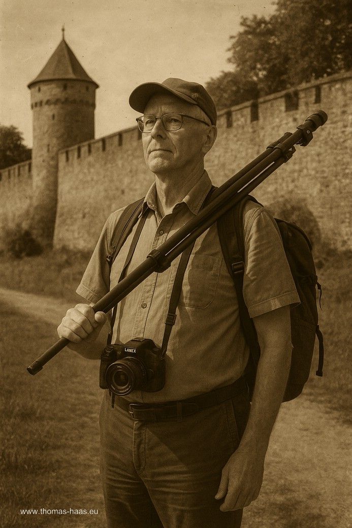 Die Umsetzung durch KI - Ein Fotograf nach dem Bildaufbau des Ausmarschbildes, Version 1 Die Umsetzung durch KI - Ein Fotograf nach dem Bildaufbau des Ausmarschbildes, Version 1