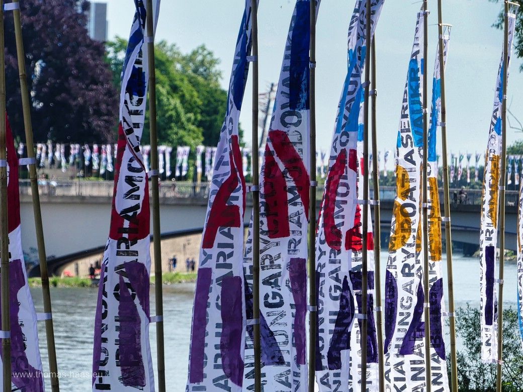 Die Herdbrücke vom Neu-Ulmer Donauufer aus gesehen, Donaufest 2024