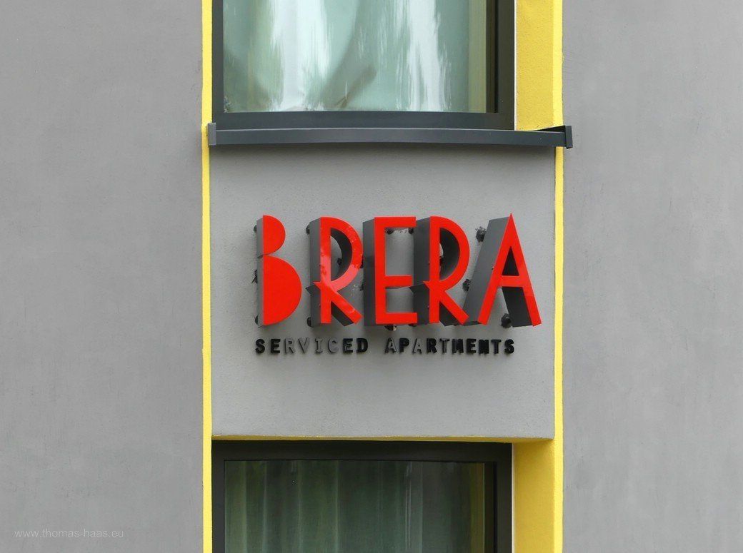BRERA, Ulm, Dichterviertel, 2020 Logo an der Rundung, BRERA Ulm, 2020