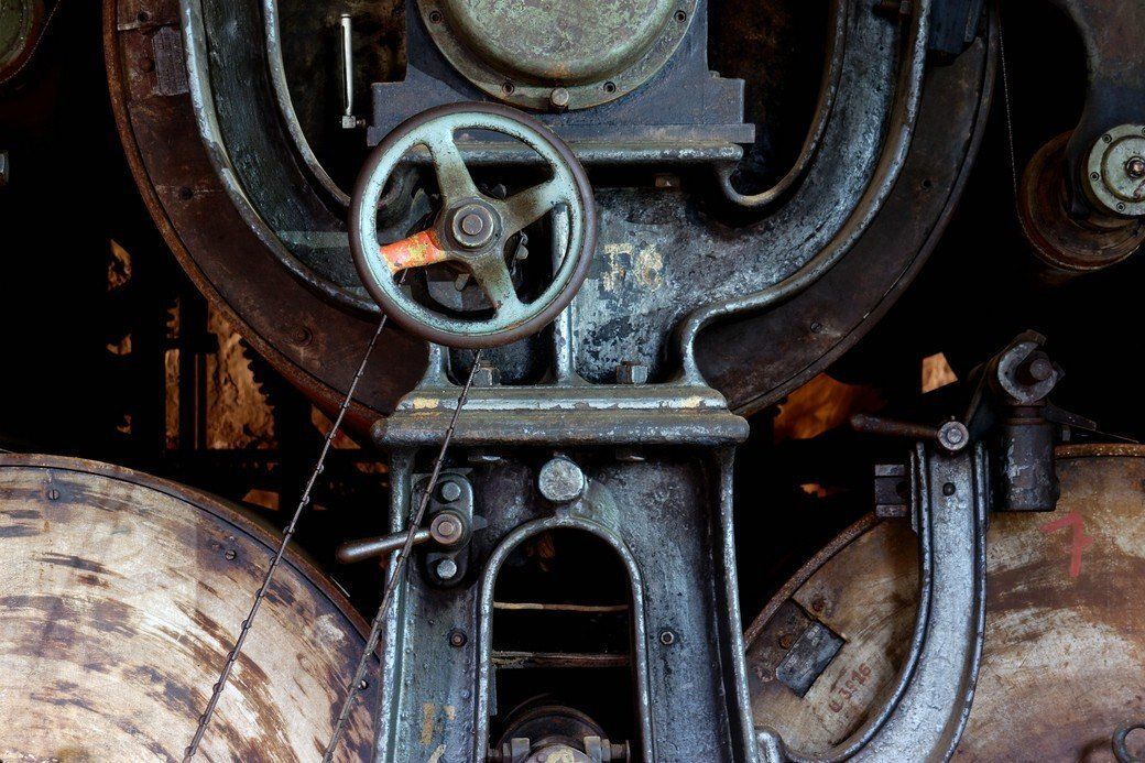 Detail der Trockenpartie, Papiermaschine, Blankenberg, Lost-Places, Foto-Faktorei Detail der Trockenpartie, Papiermaschine, Blankenberg, Lost-Places