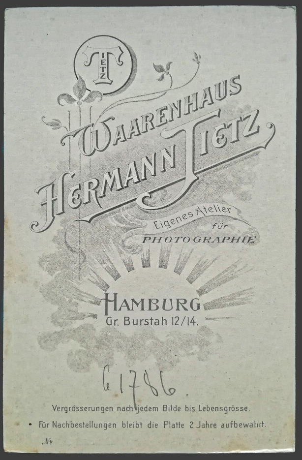Fotorevers, Hermann Tietz, Hamburg, ca. 1900