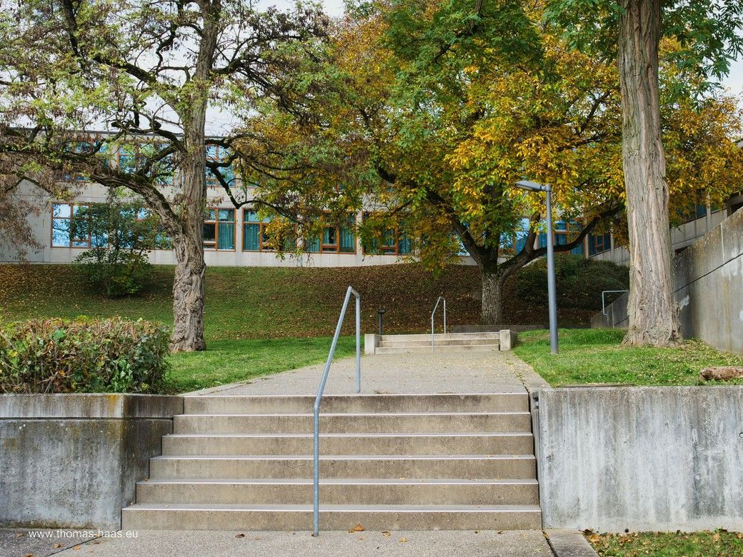 Die HfG wurde terrassenförmig in die Landschaft gebaut. Oktober 2025 - mit freundlicher Freigabe der Stiftung HfG, Ulm Die HfG wurde terrassenförmig in die Landschaft gebaut. Oktober 2025 - mit freundlicher Freigabe der Stiftung HfG, Ulm