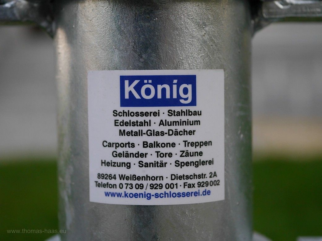 Herstellerkennzeichn ung, König, Schlosserei, Weißenhorn, 2023 Herstellerschild, König-Schlosserei, Weißenhorn, 2023