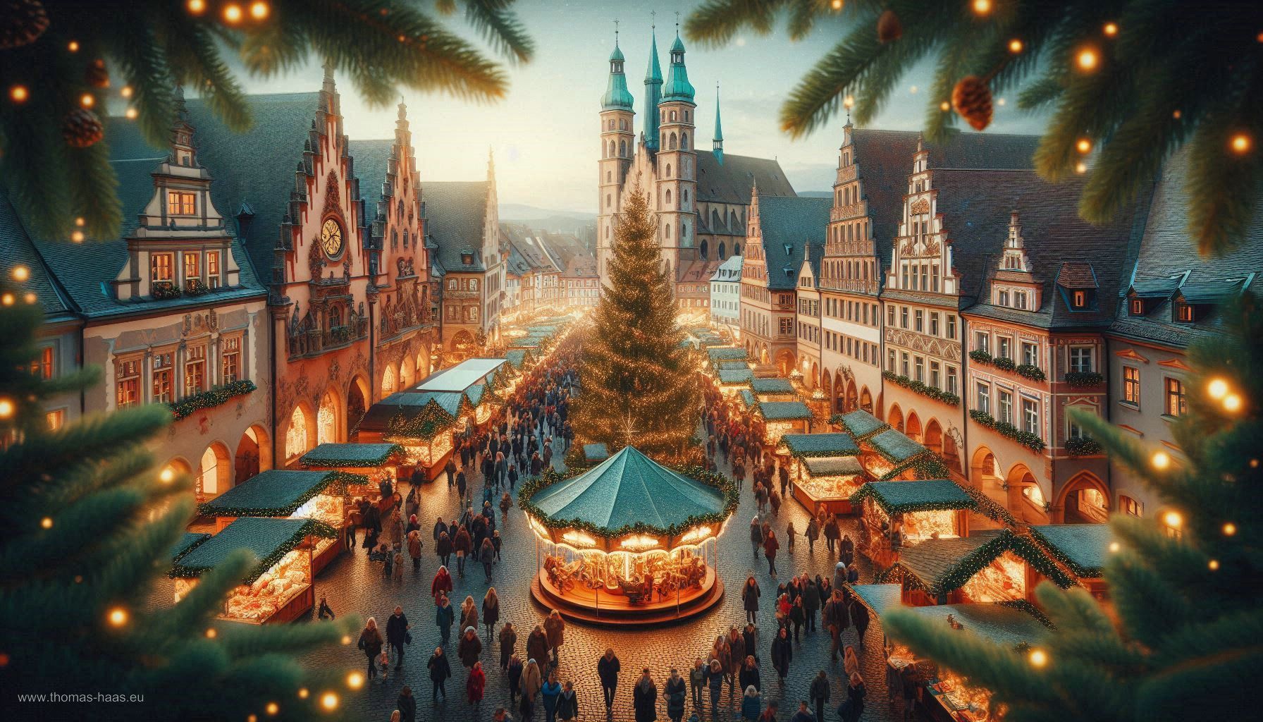 So generierte KI den von mir beschriebenen Weihnachtsmarkt, November 2024 Weihnachtsmarkt - eine Szenerie, mit KI generiert. November 2024