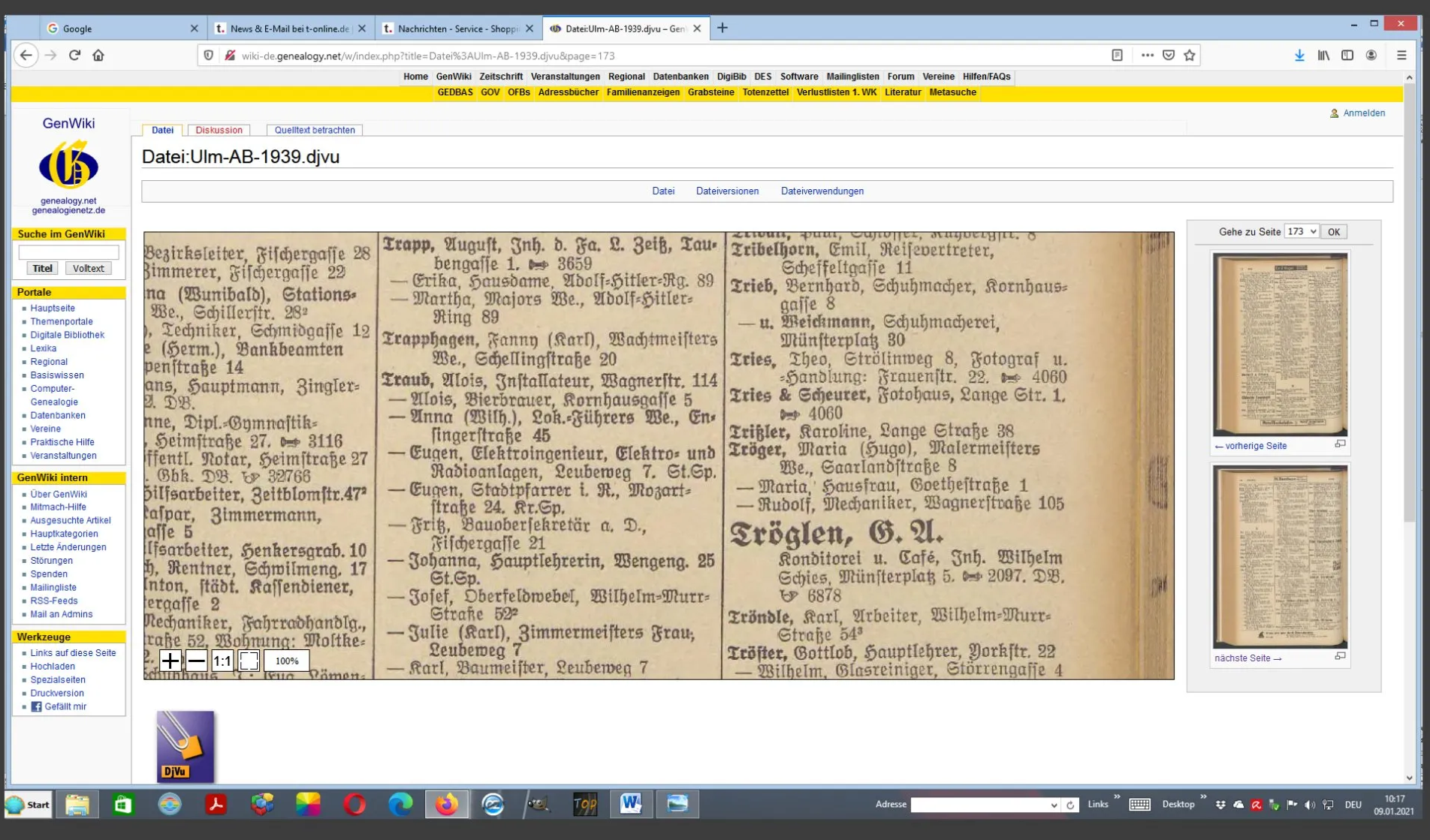 Screenshot - Adressbuch 1939, Ulm Screenshot - Adressbuch 1939, Ulm