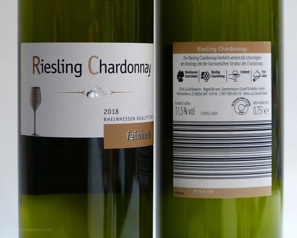 Riesling und Chardonnay, eine Cuvée, Jahrgang 2018 Riesling und Chardonnay, Jahrgang 2018, Rheinhessen