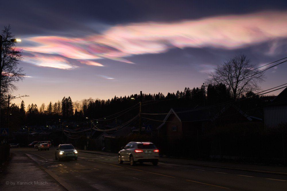 Perlmuttwolken in Oslo, Januar 2020