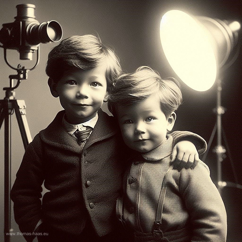 Brüderpaar im Atelier um 1900, generiert durch KI, Thomas Haas Bellenberg, 2024 Brüderpaar im Atelier um 1900, generiert durch KI, Thomas Haas Bellenberg, 2024