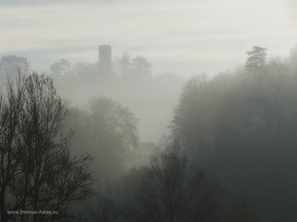 Der Turm der Burgruine Hohenschelklingen im Frühnebel... Der Turm der Burgruine Hohenschelklingen im Frühnebel...