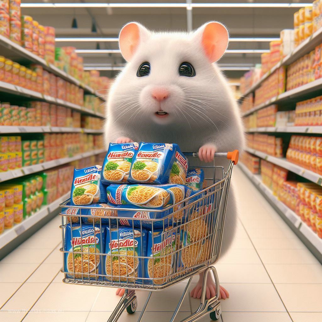 Hamsterkäufe - Nudeln!
Generiert mit KI durch Thomas Haas, Bellenberg, 2024