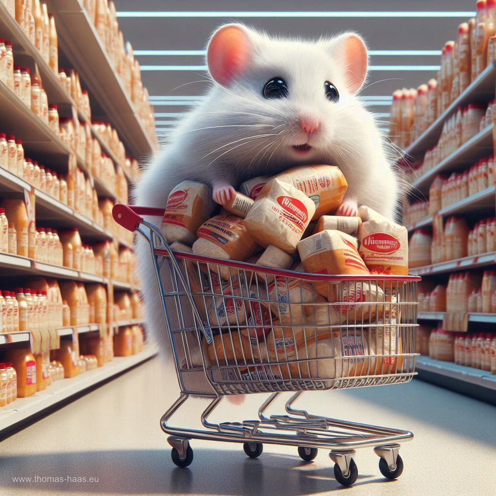 Hamsterkäufe - Mehl!
Generiert mit KI durch Thomas Haas, Bellenberg, 2024