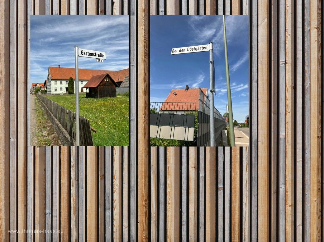 Anschlagtafel mit zwei Motiven mit Straßenschildern zum Thema Ernte, 2024 Anschlagtafel mit zwei Motiven mit Straßenschildern zum Thema Ernte, 2024