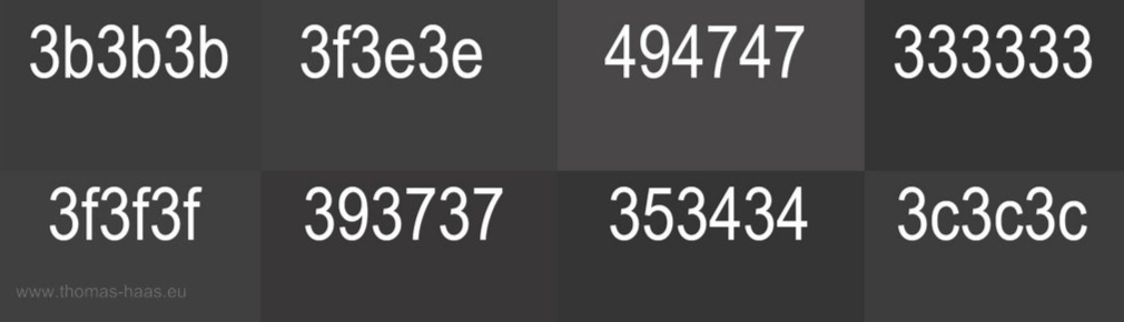 Farbtestfelder, hexadezimales Farbsystem, 2020 Farbtestfelder Hintergrund Homepage grau, 2020