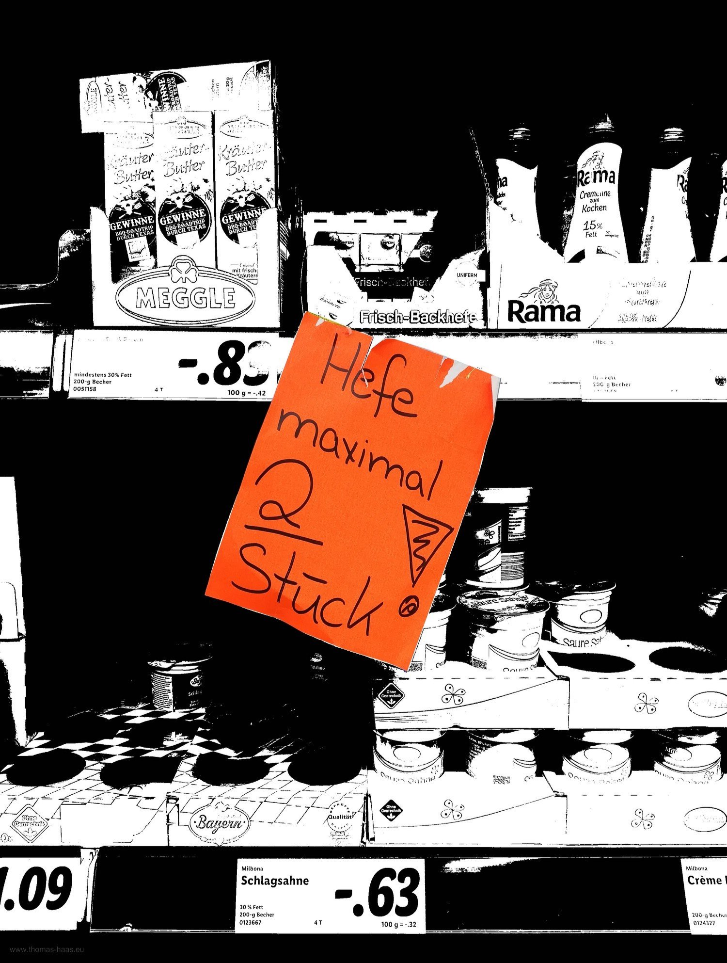 Heferationierung im Supermarkt, 2020 Notstand, Heferationierung! Corona 2020