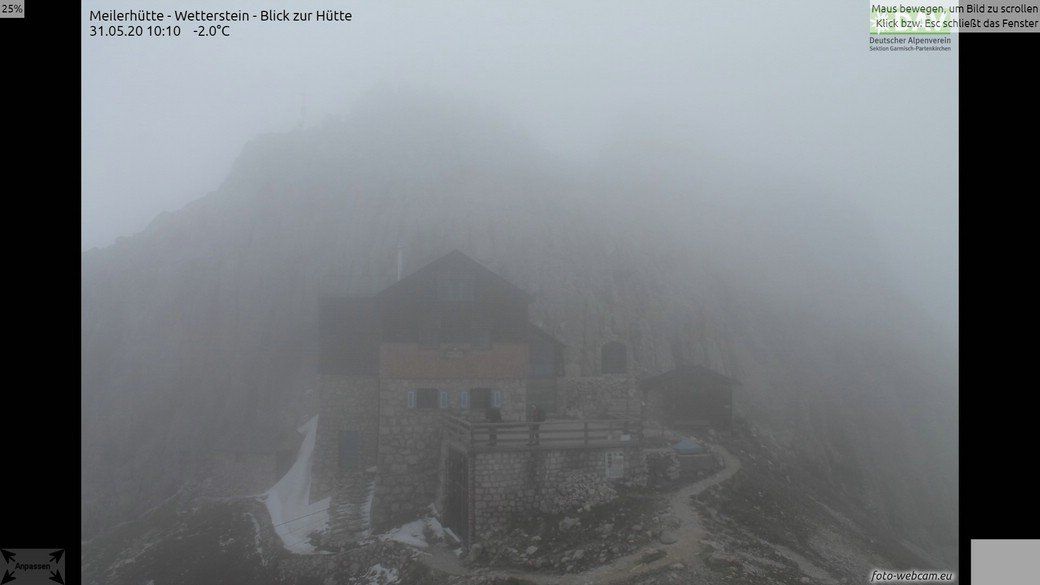 Webcam-Foto, Nebel und Kälte im Mai 2020 Webcam-Foto: Nebel in den Bergen...