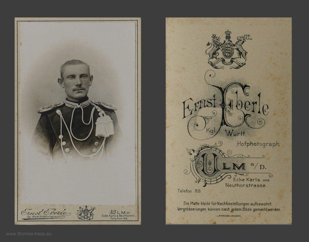 Fotografie und Revers Ernst Eberle, Ulm Fotografie und Revers Ernst Eberle, Ulm