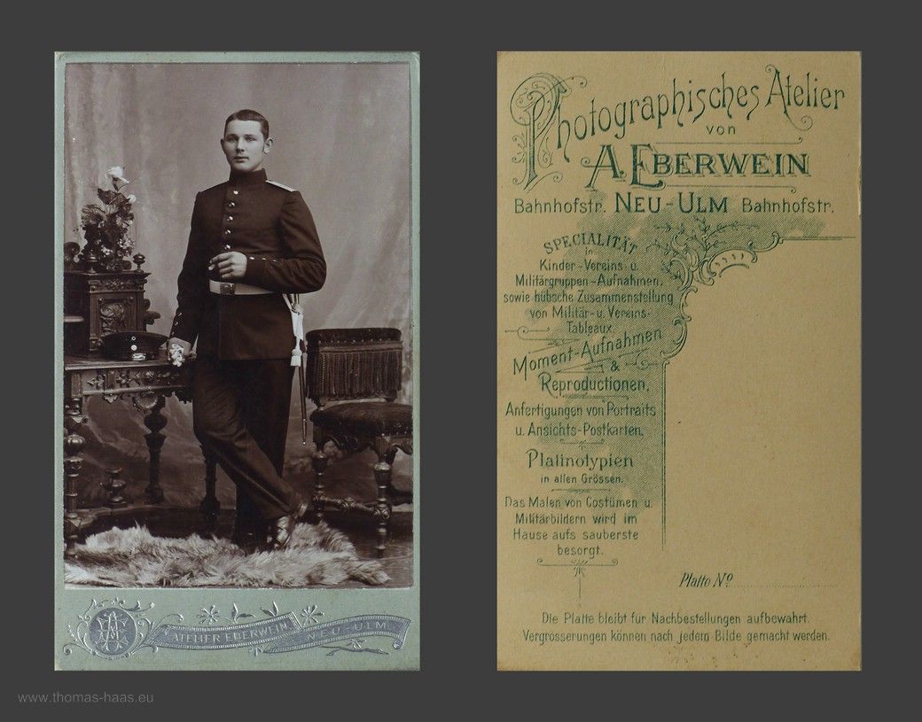 Historische Fotografie, Soldaten-Portrait, Alois Eberwein, Neu-Ulm Ulm