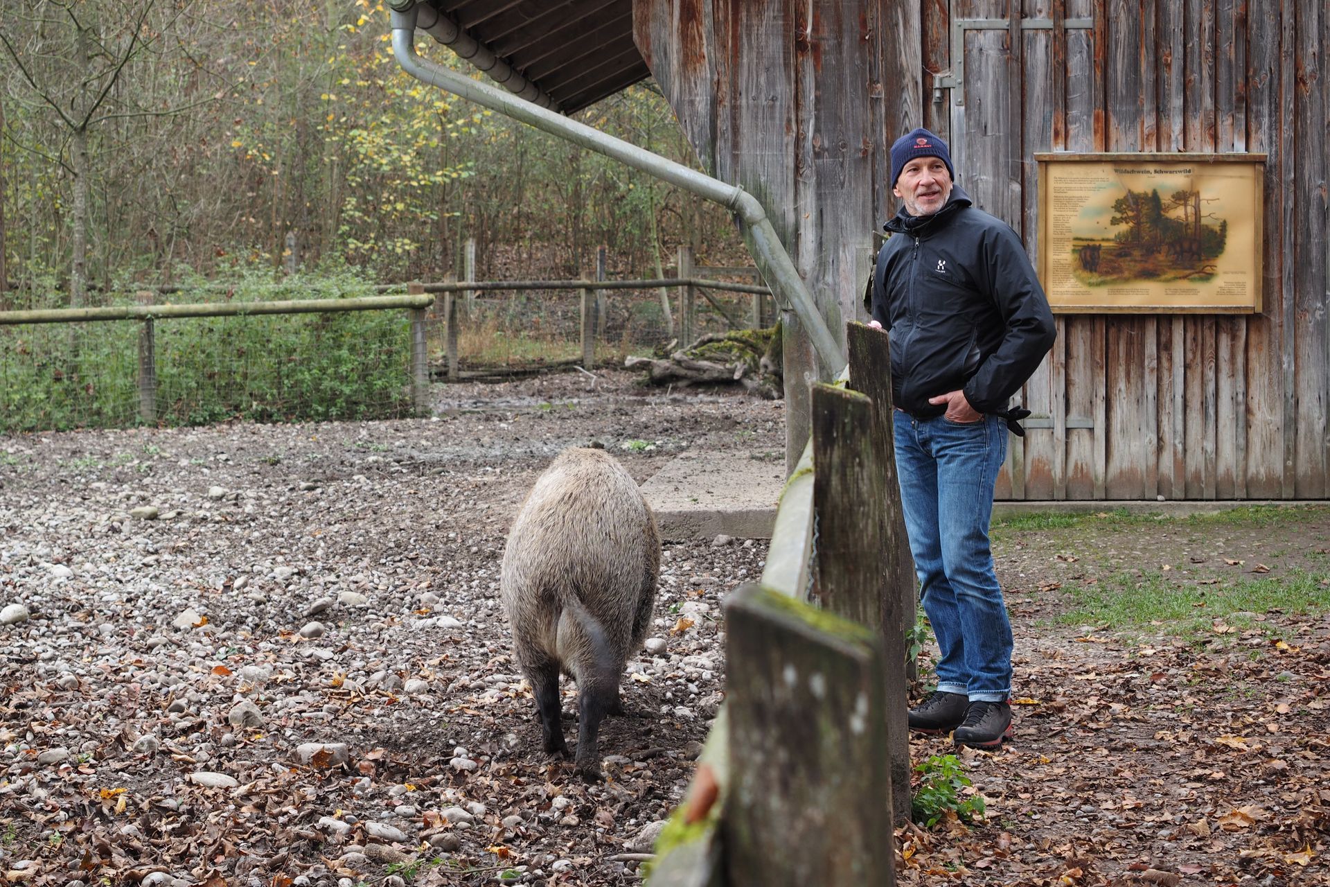 Hundetrainer mit einer Hunde-Halter-Gruppe im Wildgehe.