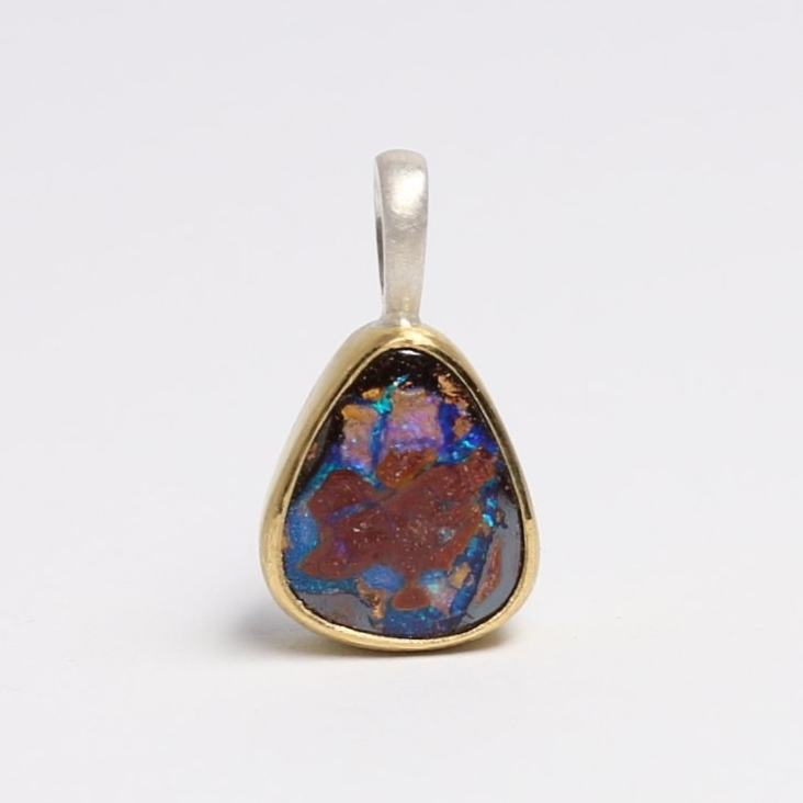 Anhänger, Gold, Silber, Opalanhänger, australischer Boulderopal, Opal, Goldschmiedearbeit, Handarbeit, Martina Merkle