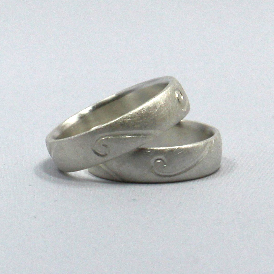 Trauringe, Eheringe Silber, mit Muster