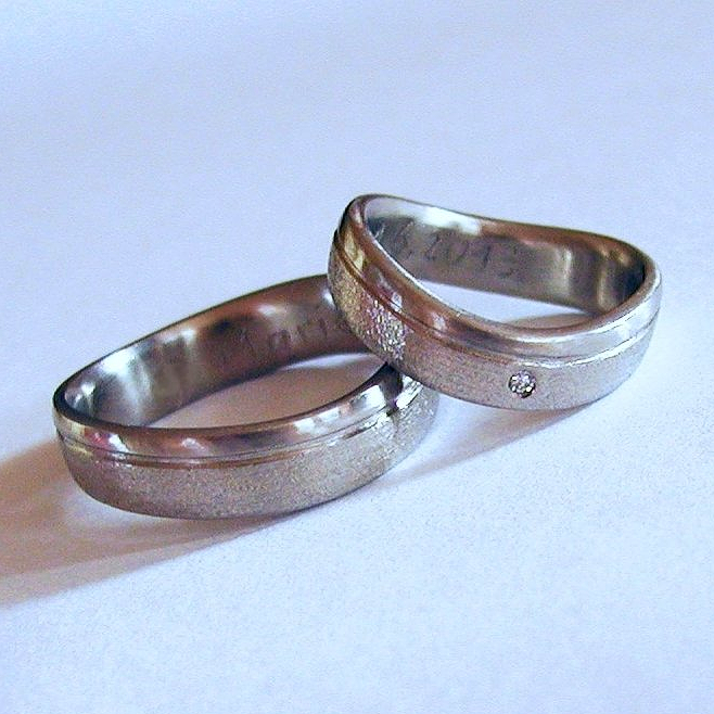 Trauringe, Eheringe, Weißgold, Palladium und Diamant, Brillant