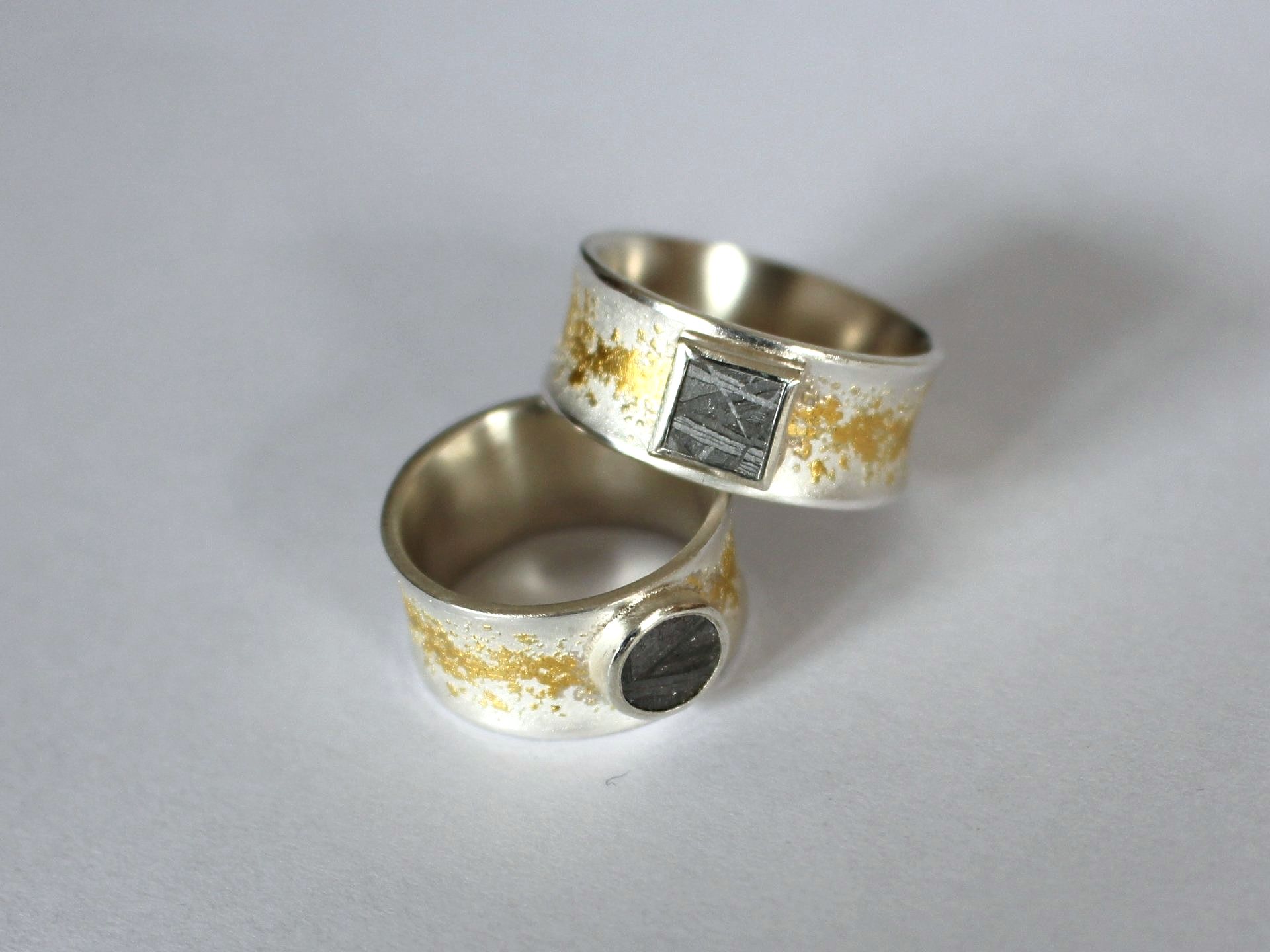 Ringe, Trauringe, Eheringe, Gold, Silber, Meteorit, Eisenmeteorit
