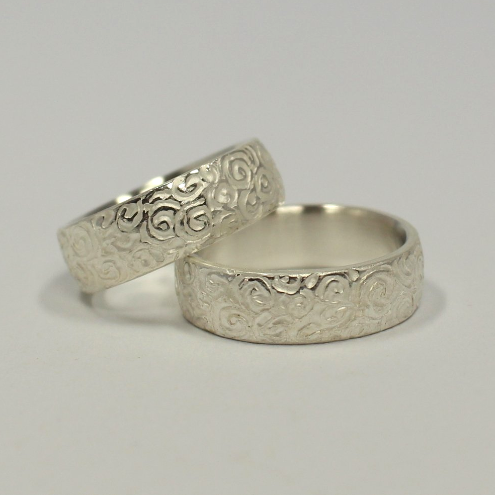 Trauringe, Eheringe Silber, mit Muster