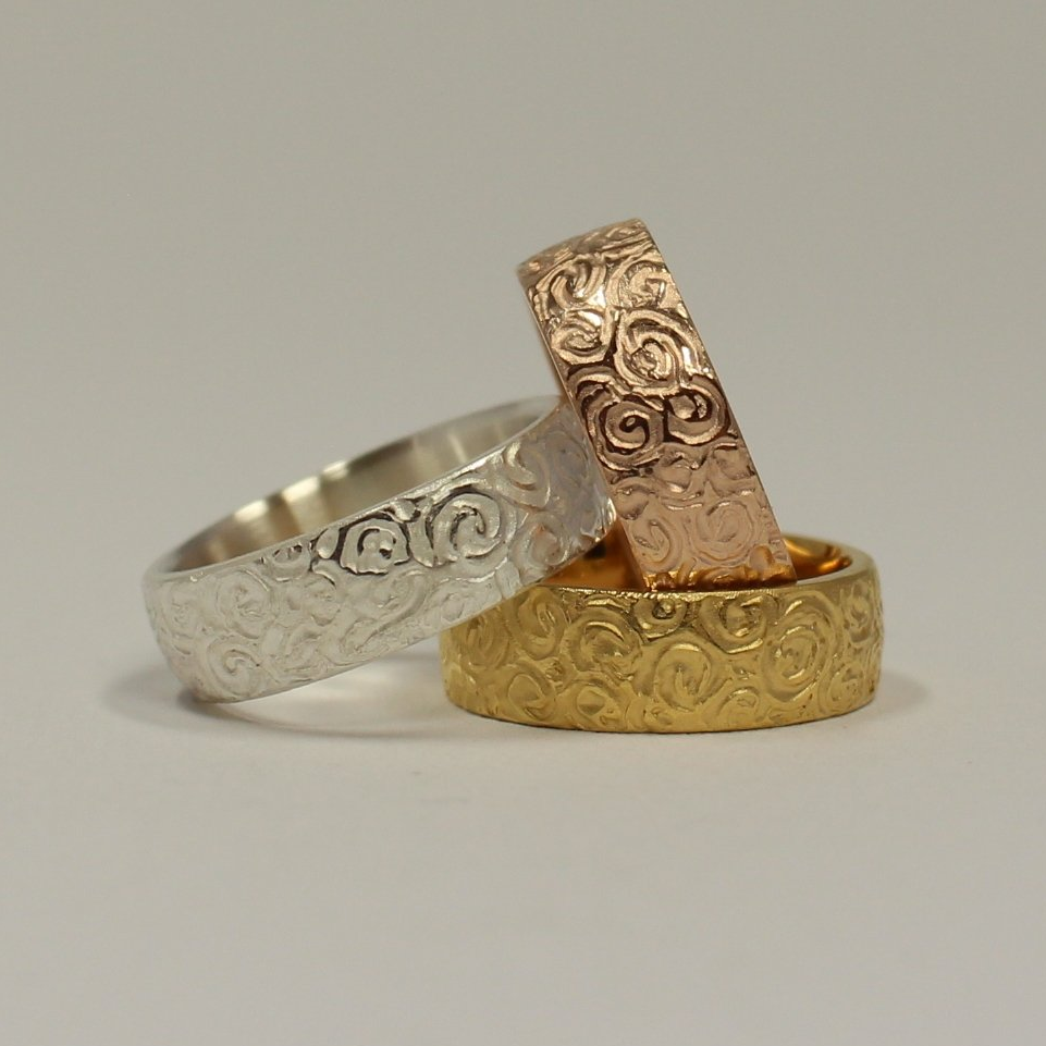 Trauringe, Eheringe Gelbgold, Rotgold, Rosegold, Muster, Struktur