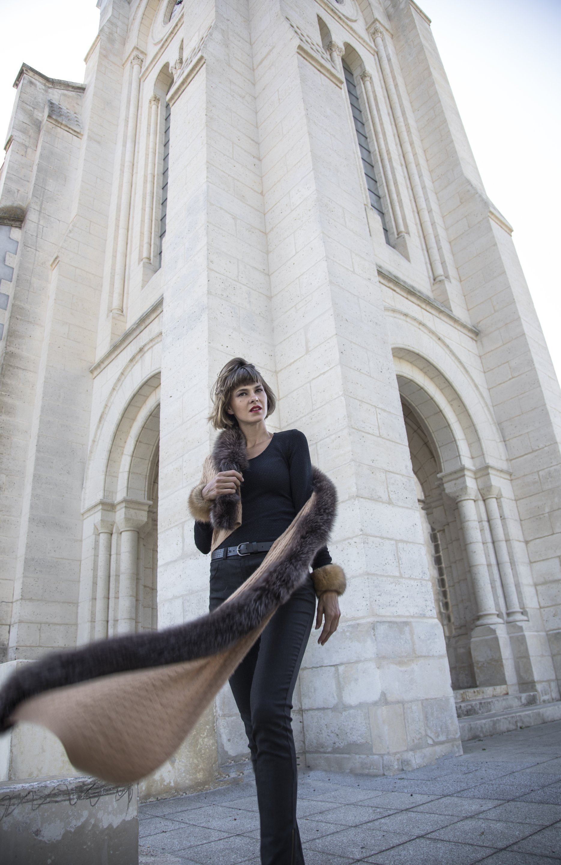 Exclusiva bufanda de fino y acogedor tejido de piel