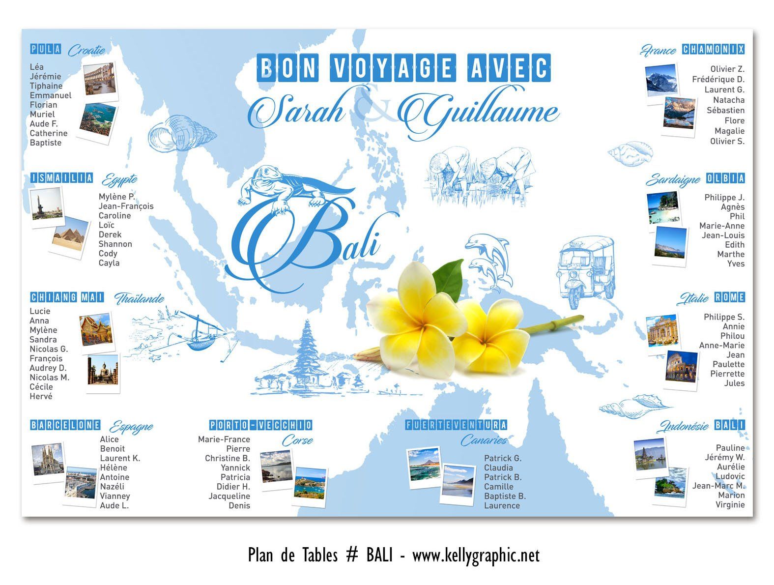 Plan de Tables Mariage Voyage Bali Plan de Tables Mariage Voyage Bali