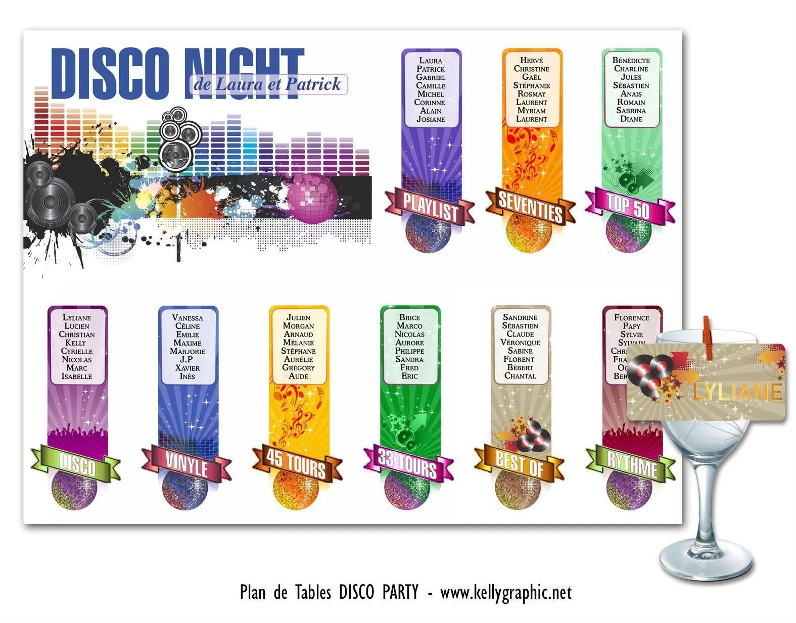 Plan de Tables Mariage Musique Disco Plan de Tables Mariage Musique Disco